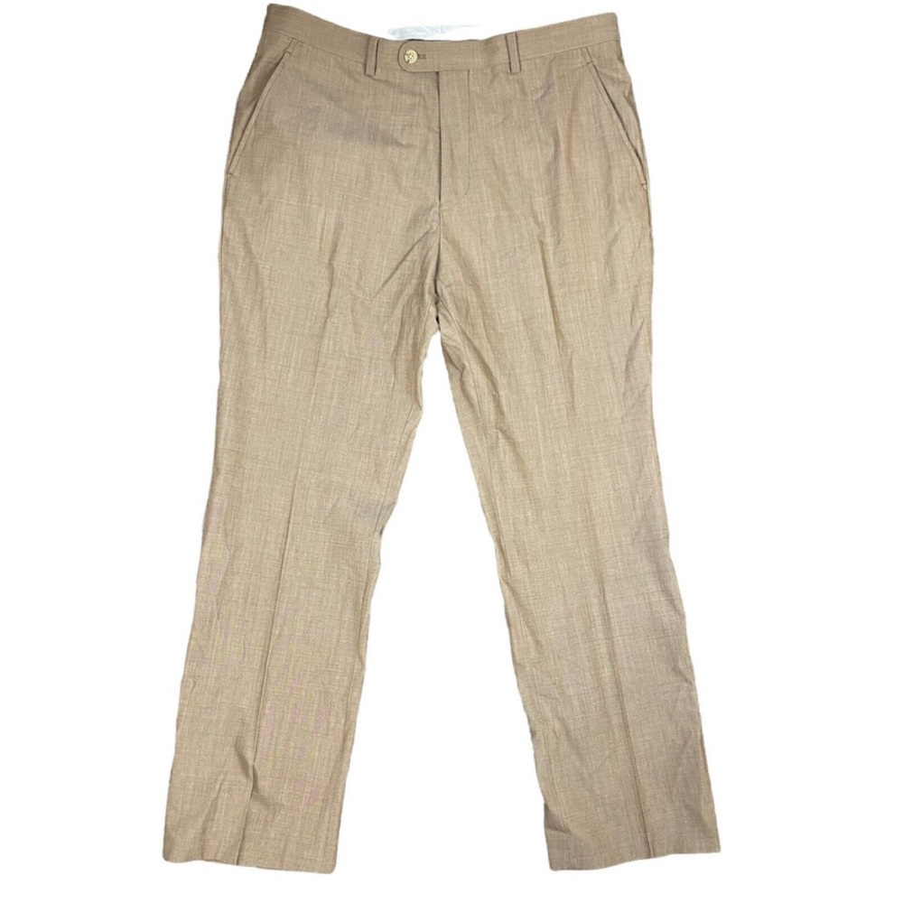 Indochino‎ Men's Brown Khaki Wool Linen Stockport Blend Pants W36 L30